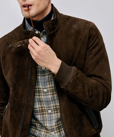 suede leather jacket with white goose down /2color　SH2594