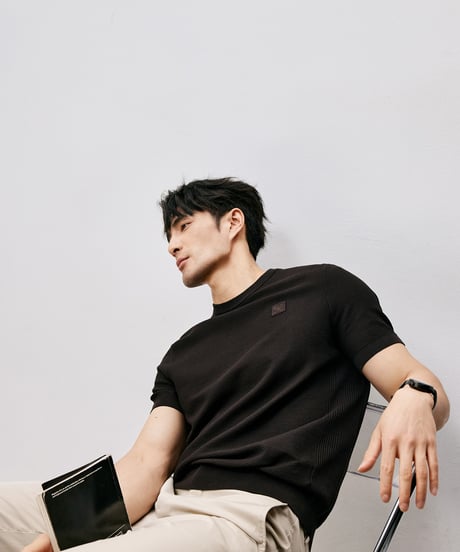 cotton jacquard t-shirt /2color　SH2546