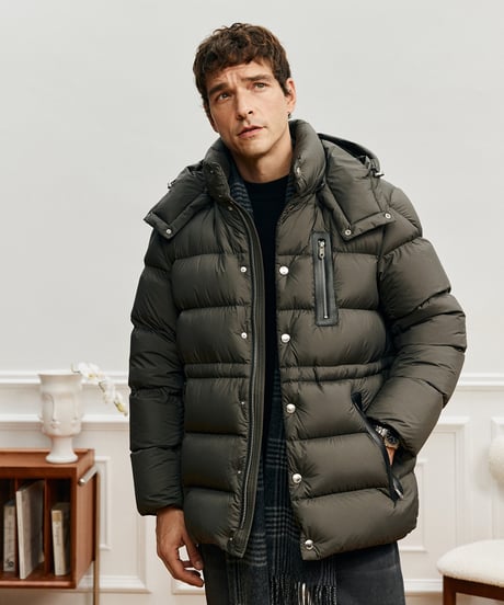 white goose down jacket with hood /2color　SH2573