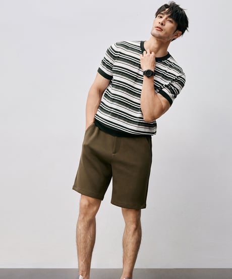 mulberry silk striped t-shirt /2color　SH2557