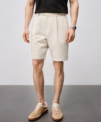 single pleated linen shorts　SH2529