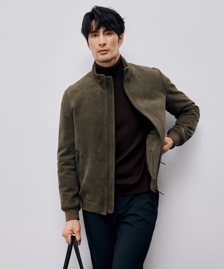 suede leather jacket with white goose down /2color　SH2594