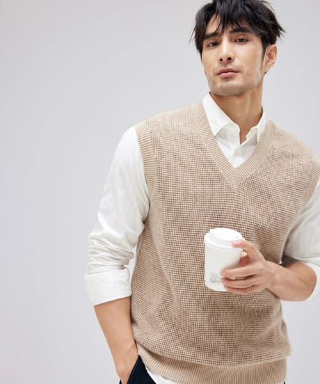 knit vest cashmere 100%　SH2166