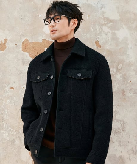 lapel denim jacket wool 100% /2color　SH2383