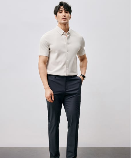 cotton piqué slim shirt /2color　SH2488