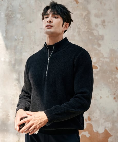 chenille stand-up collar sweater /2color　SH2396