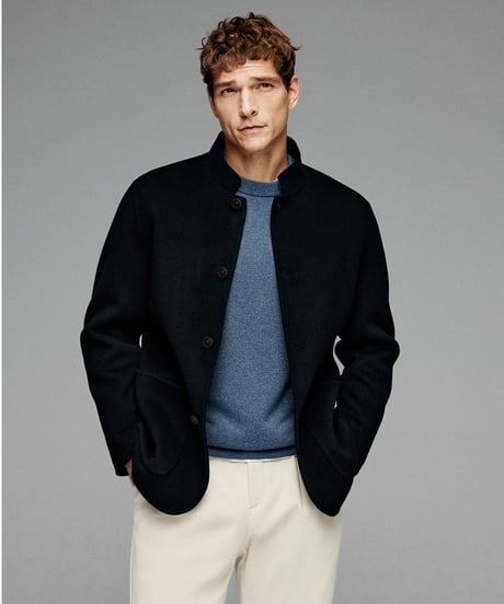 stand collar wool cashmere jacket　SH2618