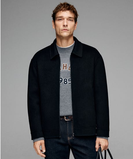 round neck sweater in wool /2color　SH2638