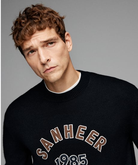 round neck sweater in wool /2color　SH2638