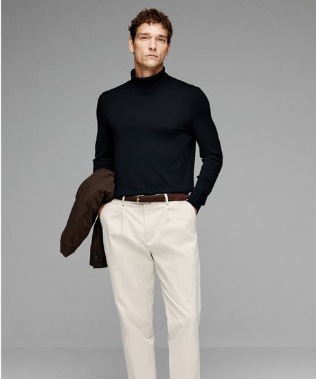 casual pants single pleat straight /2color　SH2606