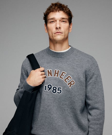 round neck sweater in wool /2color　SH2638