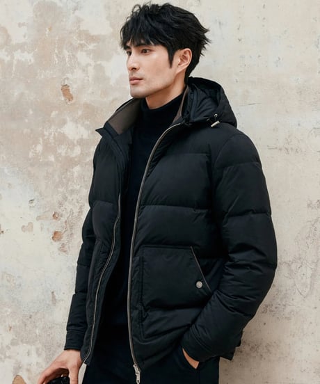 white goose leather stitch down jacket /3color　SH2382