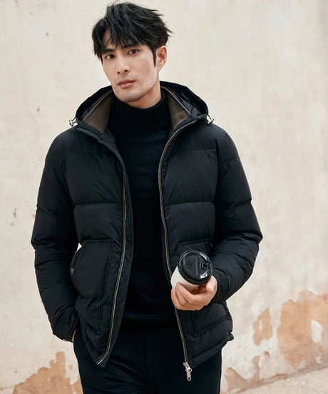 white goose leather stitch down jacket /3color　SH2382