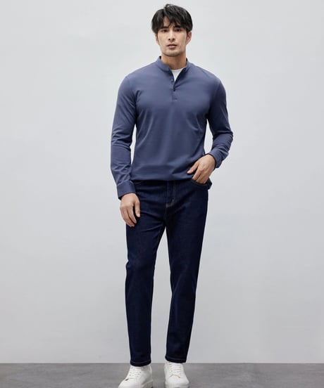 cotton henley collar t shirt /2color　SH2153