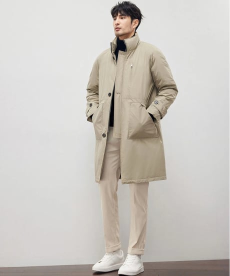 white duck down mid length coat　SH2188