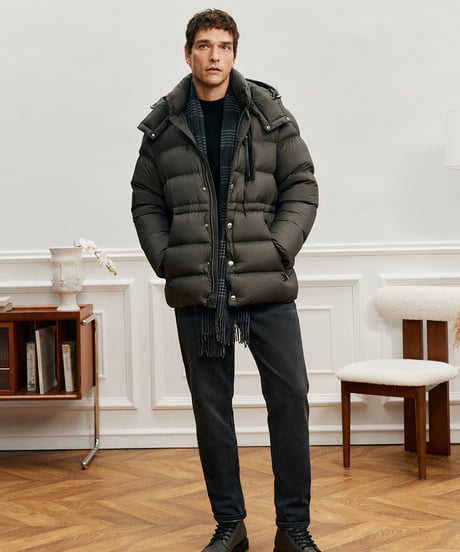 white goose down jacket with hood /2color　SH2573