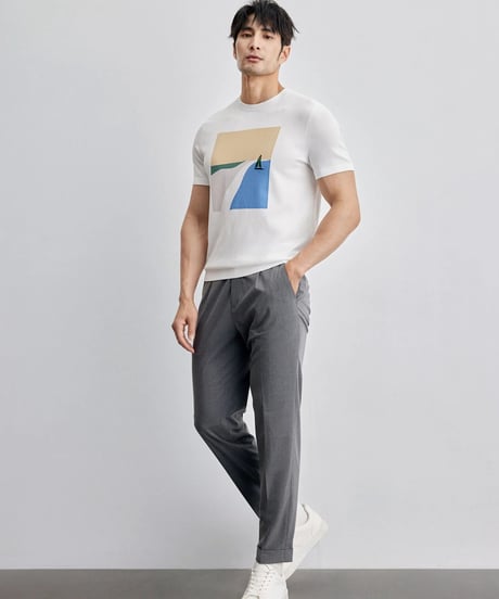 casual pants with single pleats /2color　SH2124