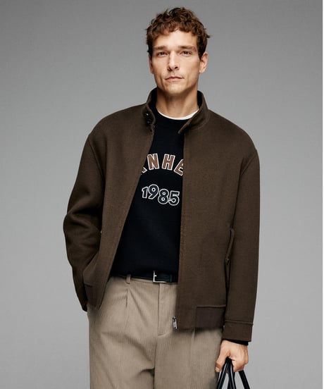 round neck sweater in wool /2color　SH2638