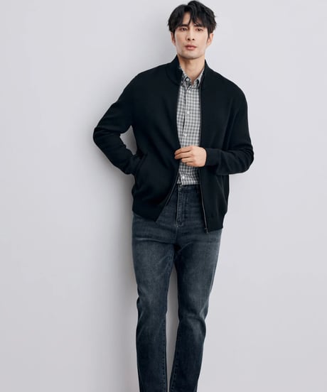 wool stand collar knit jacket /2color　SH2343