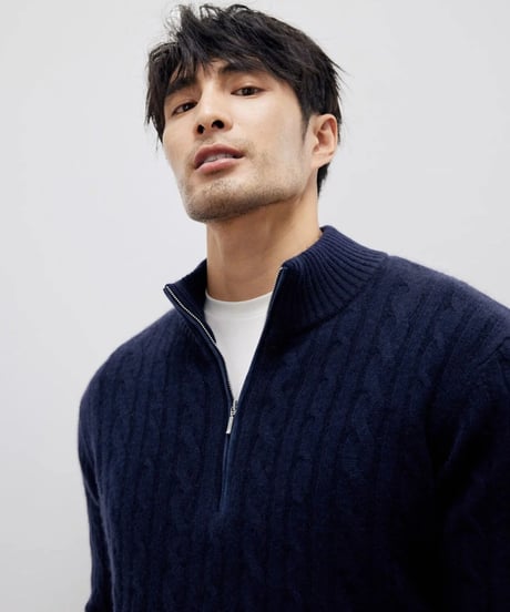 cashmere sweater half height zipper /2color　SH2194