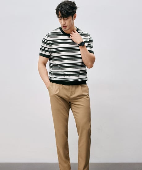 mulberry silk striped t-shirt /2color　SH2557