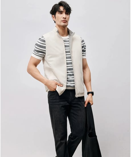 stand collar vest jacket /2color　SH2468