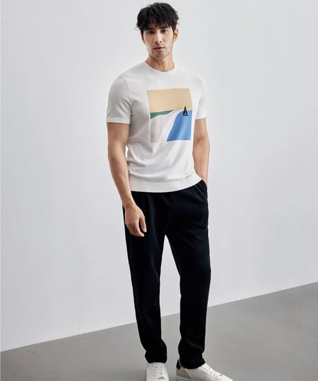 casual pants with elastic waistband straight fit　SH2125