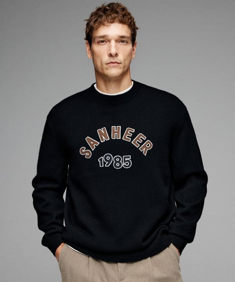 round neck sweater in wool /2color　SH2638