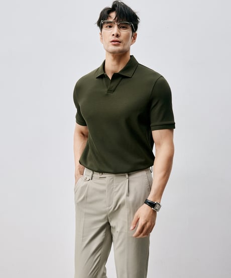 mulberry silk slim polo shirt /3color　SH2556