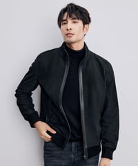 stand collar suede leather jacket 100%　SH2350