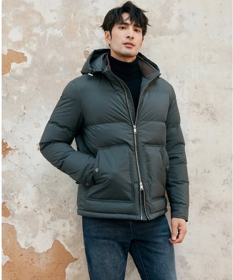 white goose leather stitch down jacket /3color　SH2382