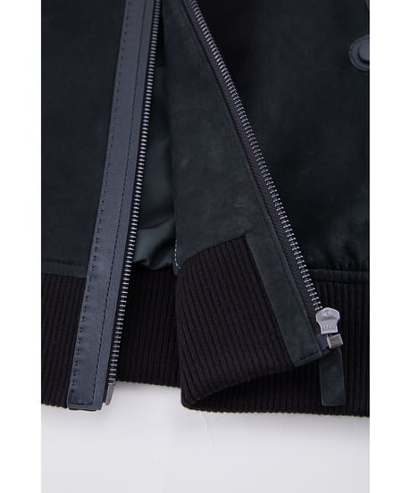 stand collar suede leather jacket 100%　SH2350