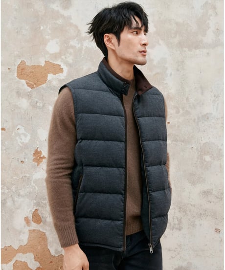 modal wool white goose down vest /2color　SH2403