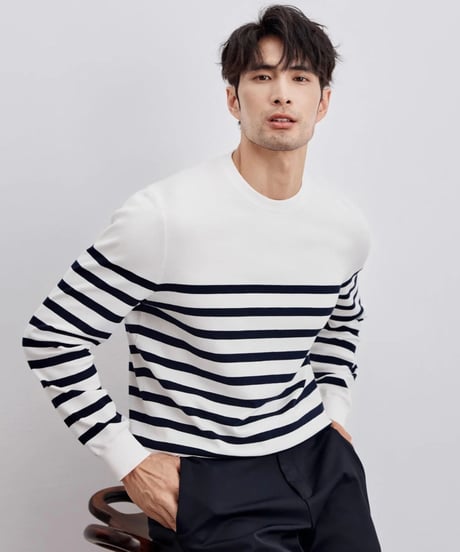 striped round neck sweater /2color　SH2294