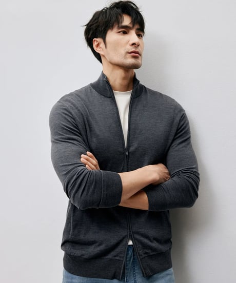 stand collar knit cardigan /2color　SH2449