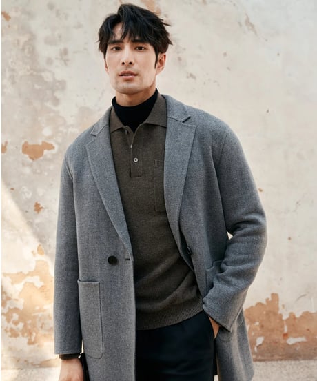 Cashmere wool lapel sweater /2color　SH2388
