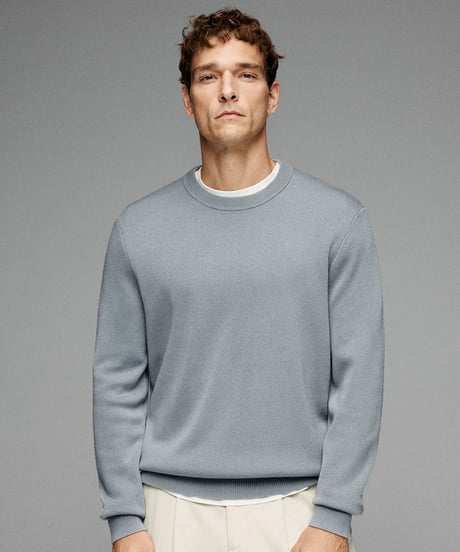 round neck sweater in wool /4color　SH2649