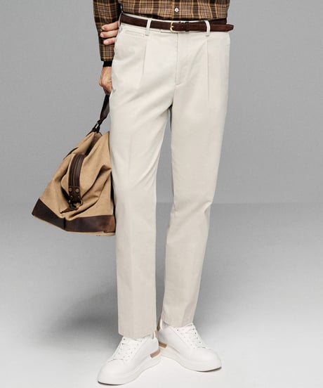 casual pants single pleat straight /2color　SH2606