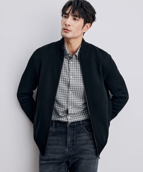 wool stand collar knit jacket /2color　SH2343