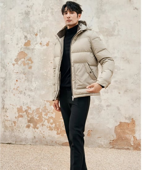 white goose leather stitch down jacket /3color　SH2382