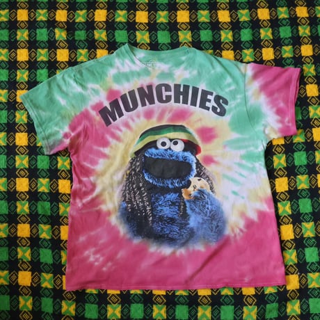 "Rasta color COOKIE MONSTER"Used T-Shirt