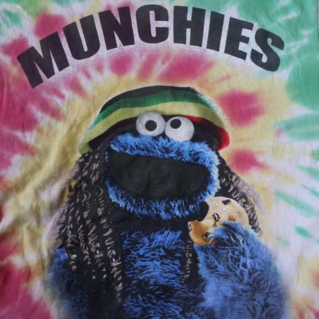 "Rasta color COOKIE MONSTER"Used T-Shirt