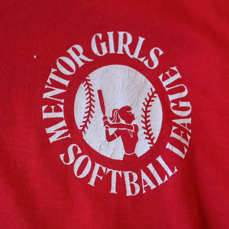 90's “GIRLS MENTOR SOFTBALL LEAGUE" Made In U.S.A Used T-Shirt