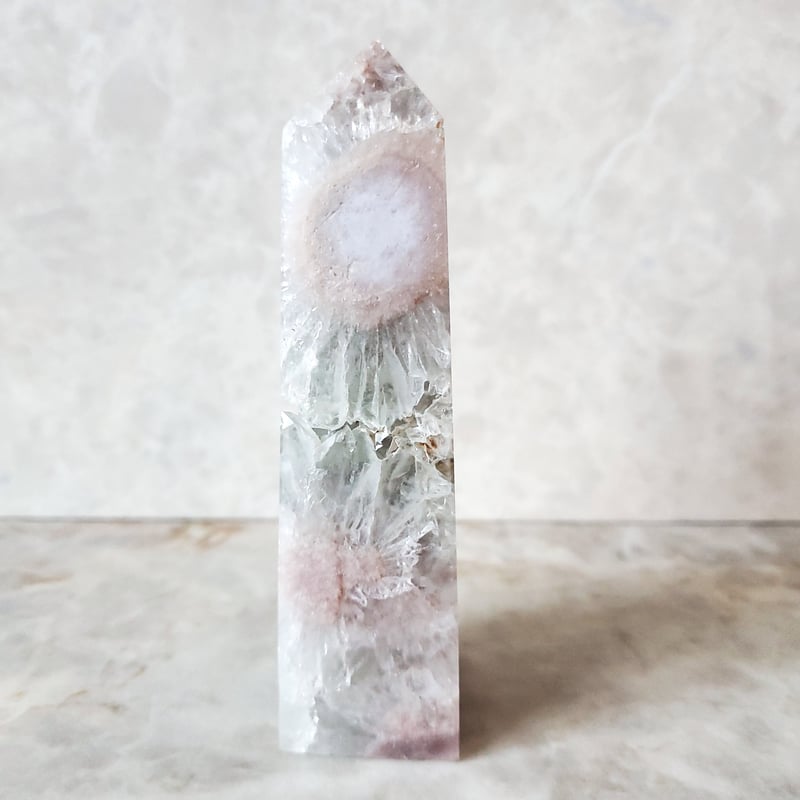 値下げ　高品質　プラシオライト　ブルー桜瑪瑙　グリーン桜瑪瑙　BIGスフィア グリーン桜瑪瑙 心地よい癒しの石 🌸💚 | Studio Kururi