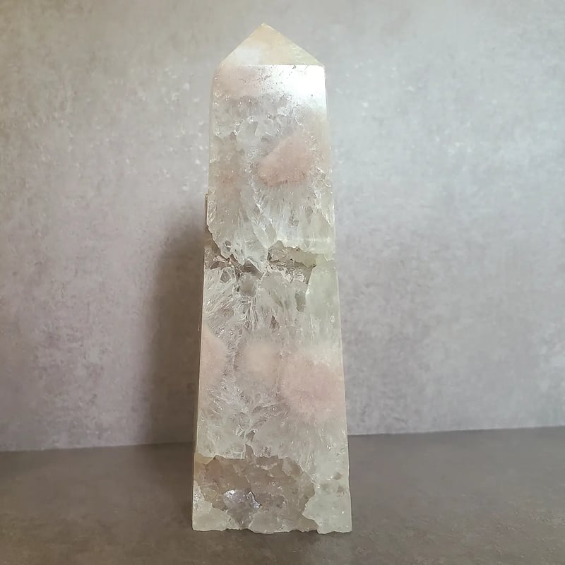 値下げ　高品質　プラシオライト桜瑪瑙　アメジストBIGサイズ　タワー　ポイント プラシオライト+桜瑪瑙ポイント | Kilig crystal