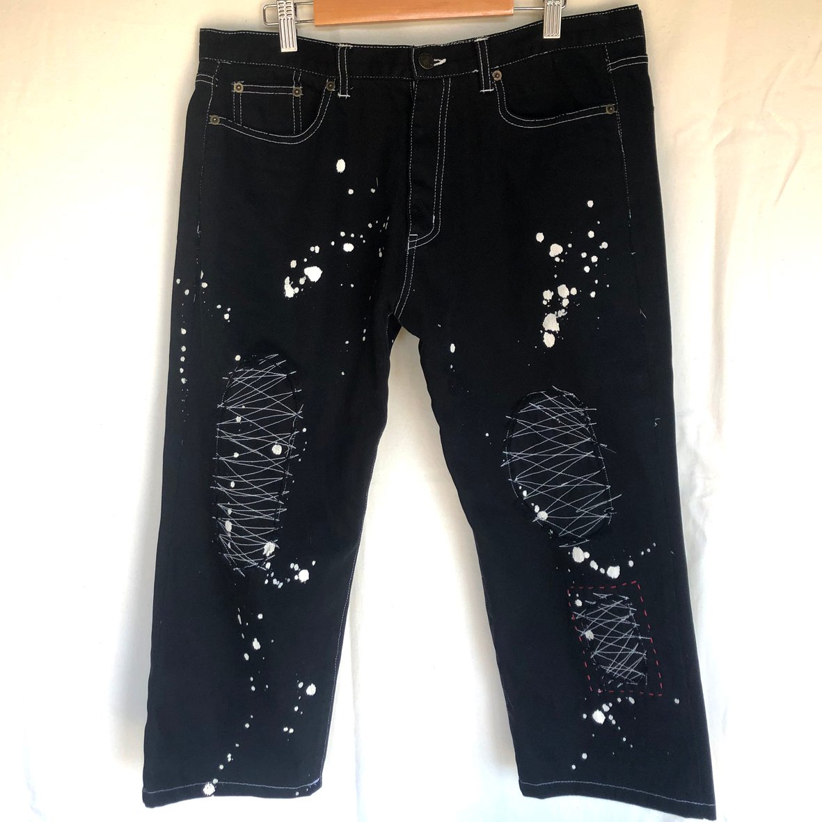 minustwo ブラックデニムパンツ ブラック刺繍 ブラックデニムパンツ M-0014 | vivaclu