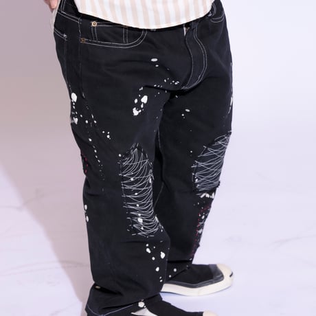 ブラックデニムパンツ　M-0014