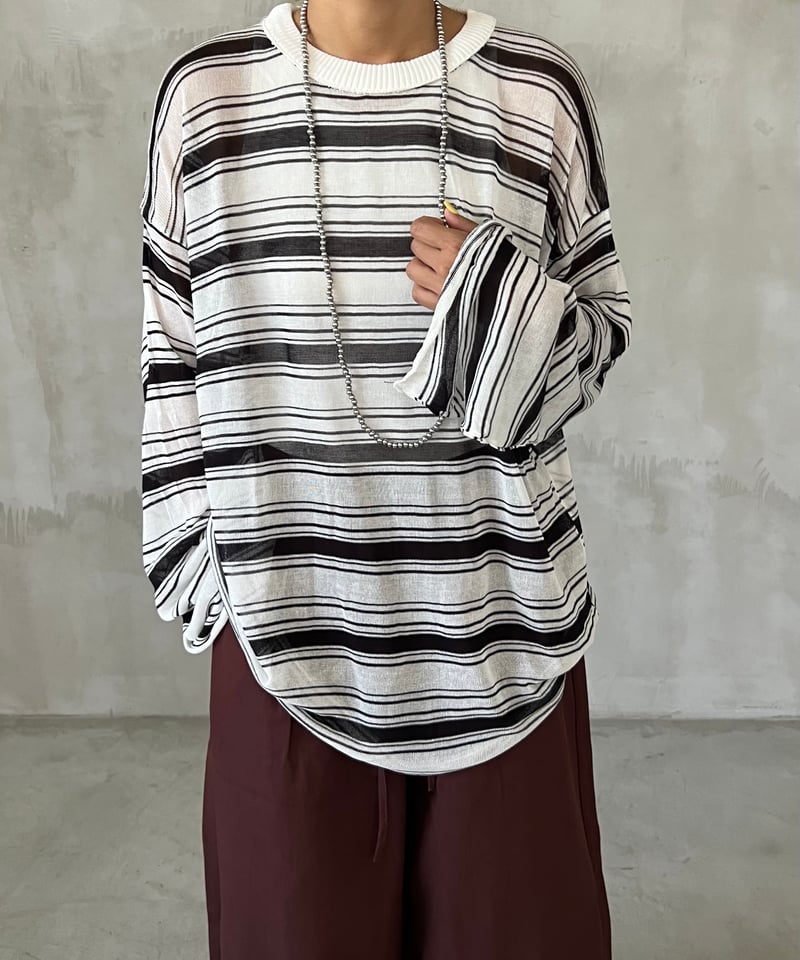 ◆美品 アパルトモン ボーダー シアー Tシャツ Border Sheer 白 ◇美品 アパルトモン ボーダー シアー Tシャツ Border Sheer 白