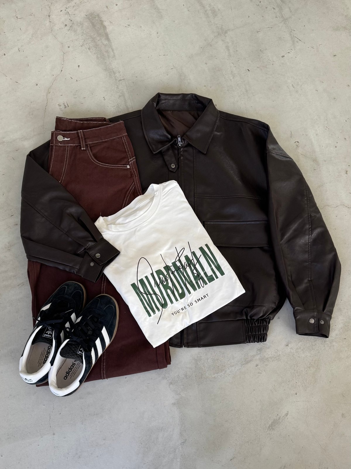big silhouette eco leather jacket/2color | ownd big silhouette eco leather jacket/2color | ownd