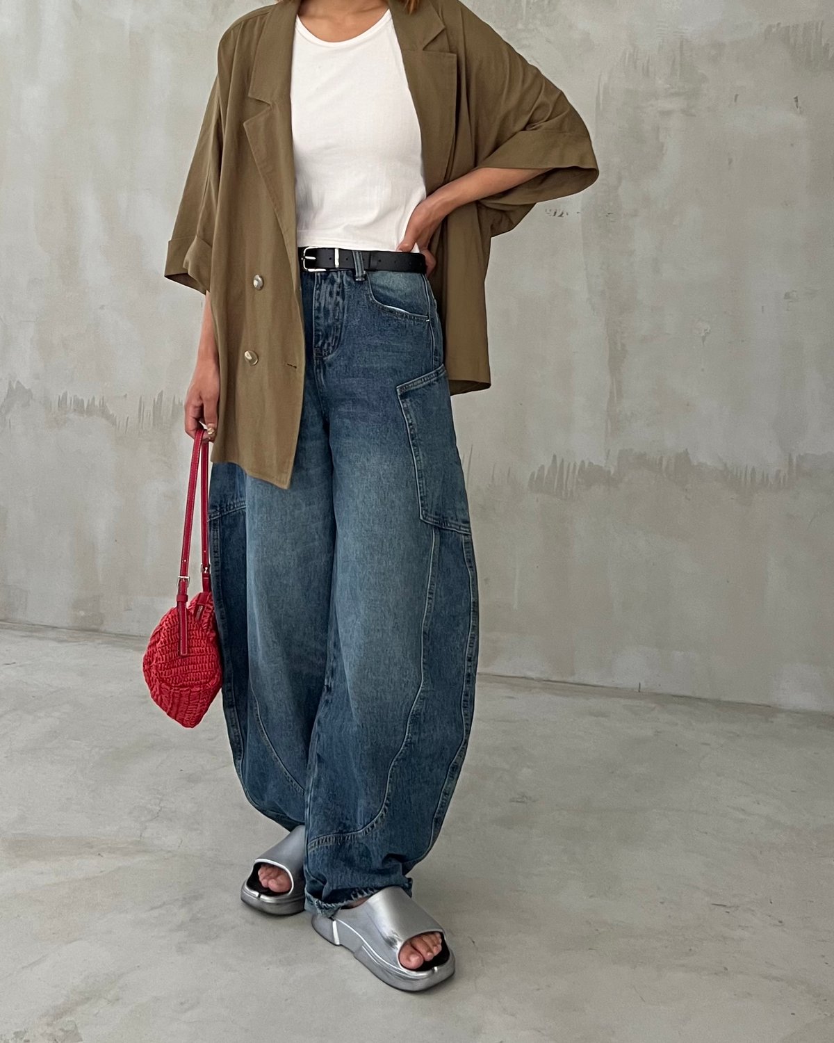 curve denim pants お値下げ不可 big pocket curve denim pants | owndaily